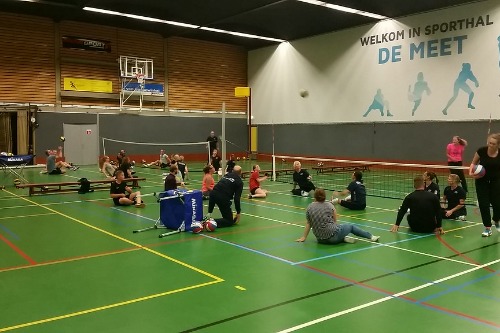 zitvolleybal spelende mensen